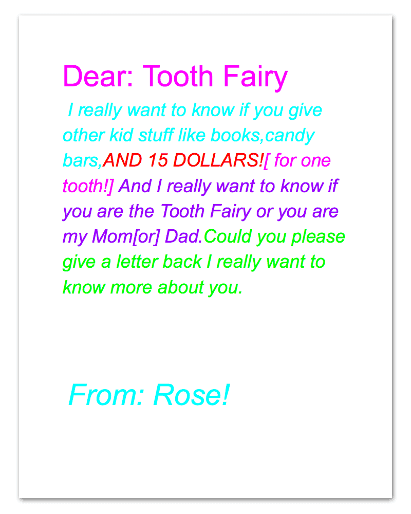 Letters To Write To The Tooth Fairy
