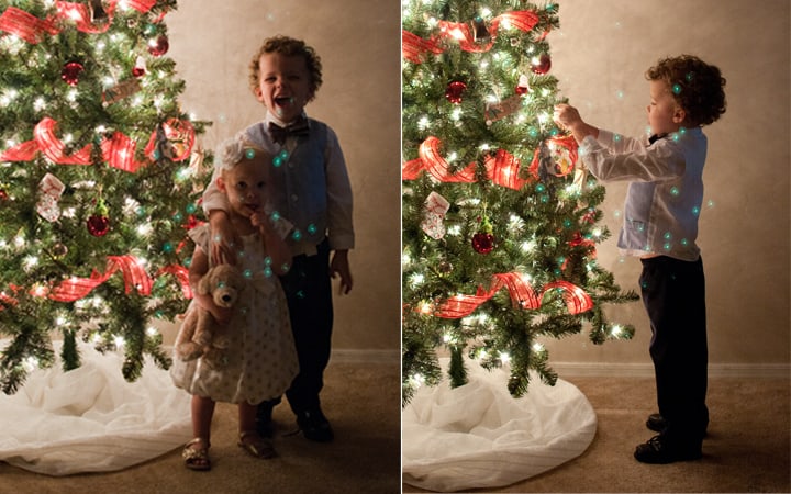 How To Take Pictures By The Christmas Tree - Take the filter off the lens or you'll have ghosting!
