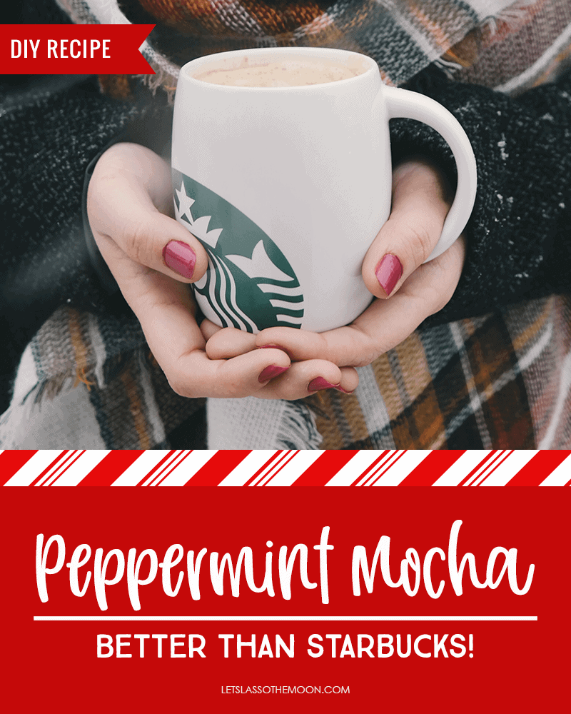 A woman holding a cup of homemade better-than-Starbucks Peppermint Mocha Coffee made at home