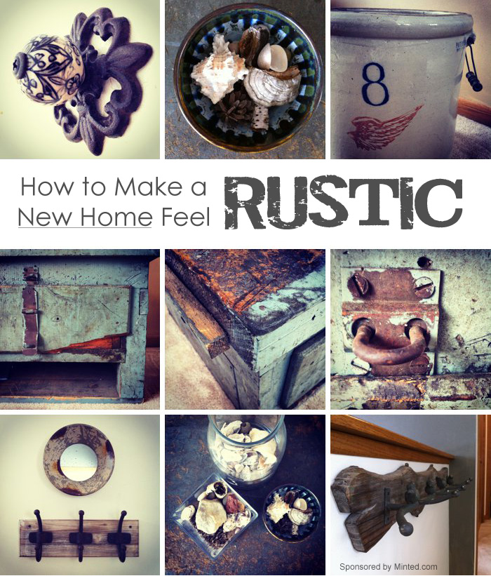 7 Tips for Making a New Home Feel Rustic *love the reclaimed barn wood frames!