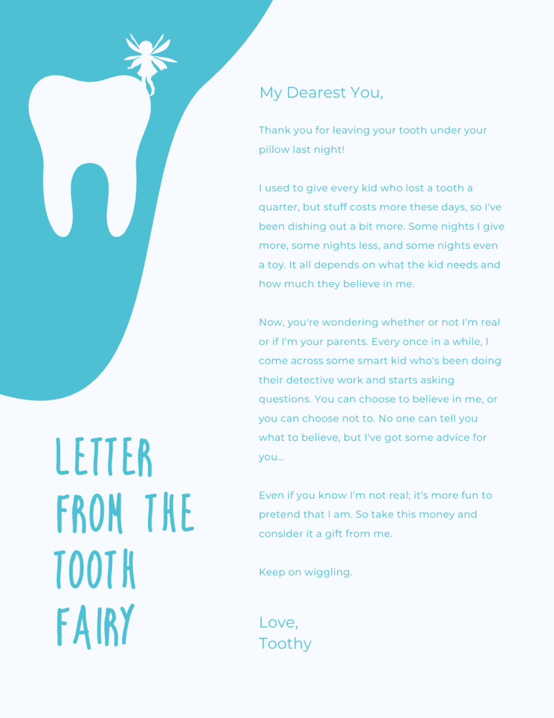 Tooth Fairy Letters Printable