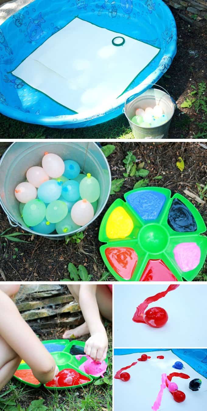 Giant Abstract Art for Children: Gross Motor Painting for Children (AKA Water Balloon Painting in a Pool) *Adding this to my family summer bucket list. So cool. My kids will flip.