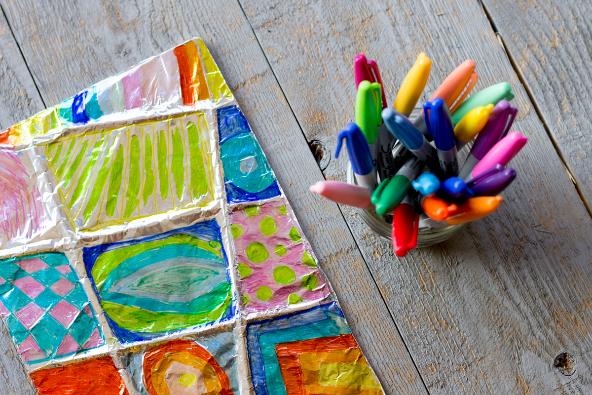 Colorful Zentangle Art: Easy Aluminum Foil Kids Project
