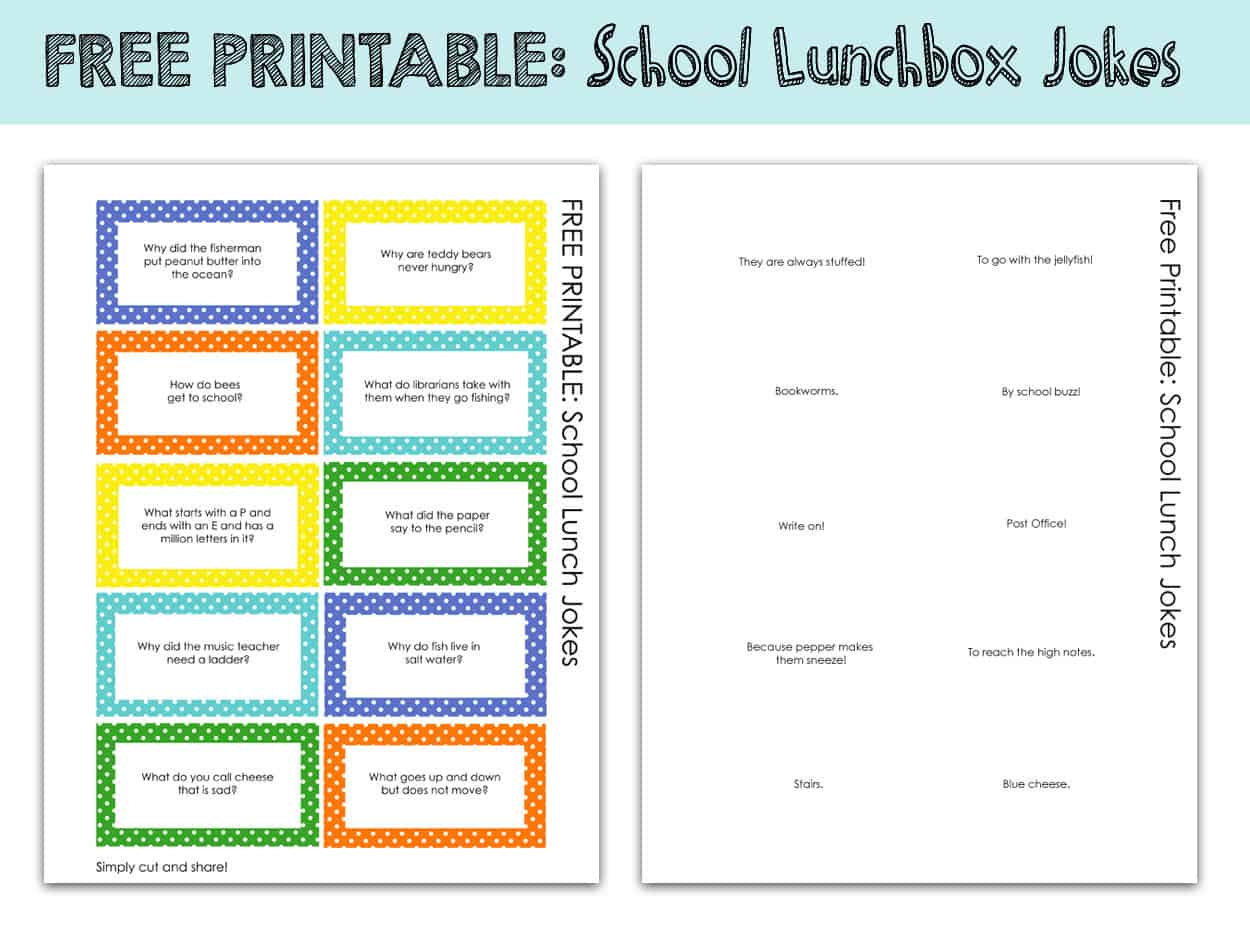 Printable Kids Lunchbox Jokes: Over 50 Kid-friendly Jokes *Plus healthy lunch ideas