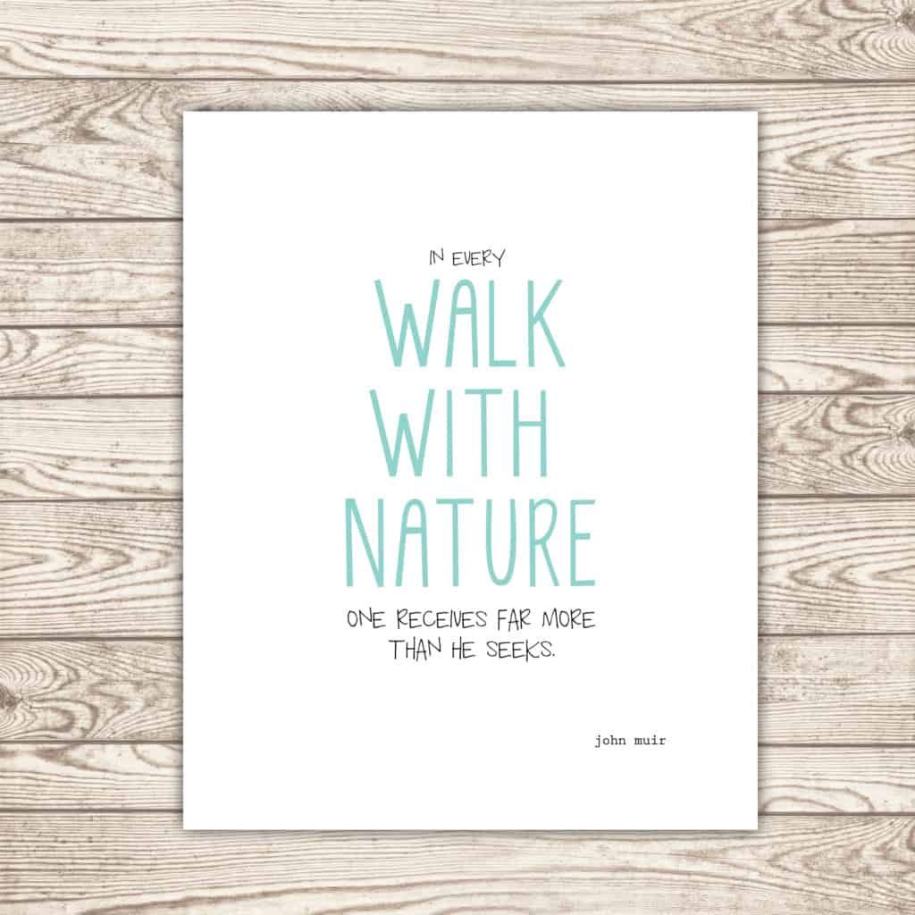 Instant download printable: “In every walk with nature one receives far more than he seeks.” -John Muir *Love this quote