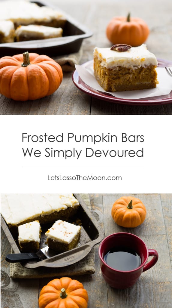 Frosted Pumpkin Bars We Simply Devoured #recipe #thanksgiving *Saving this for later.
