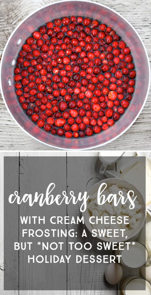 Cream Cheese Frosted Cranberry Bars: The perfect sweet, but not too sweet holiday dessert to go with coffee *My family loves this recipe