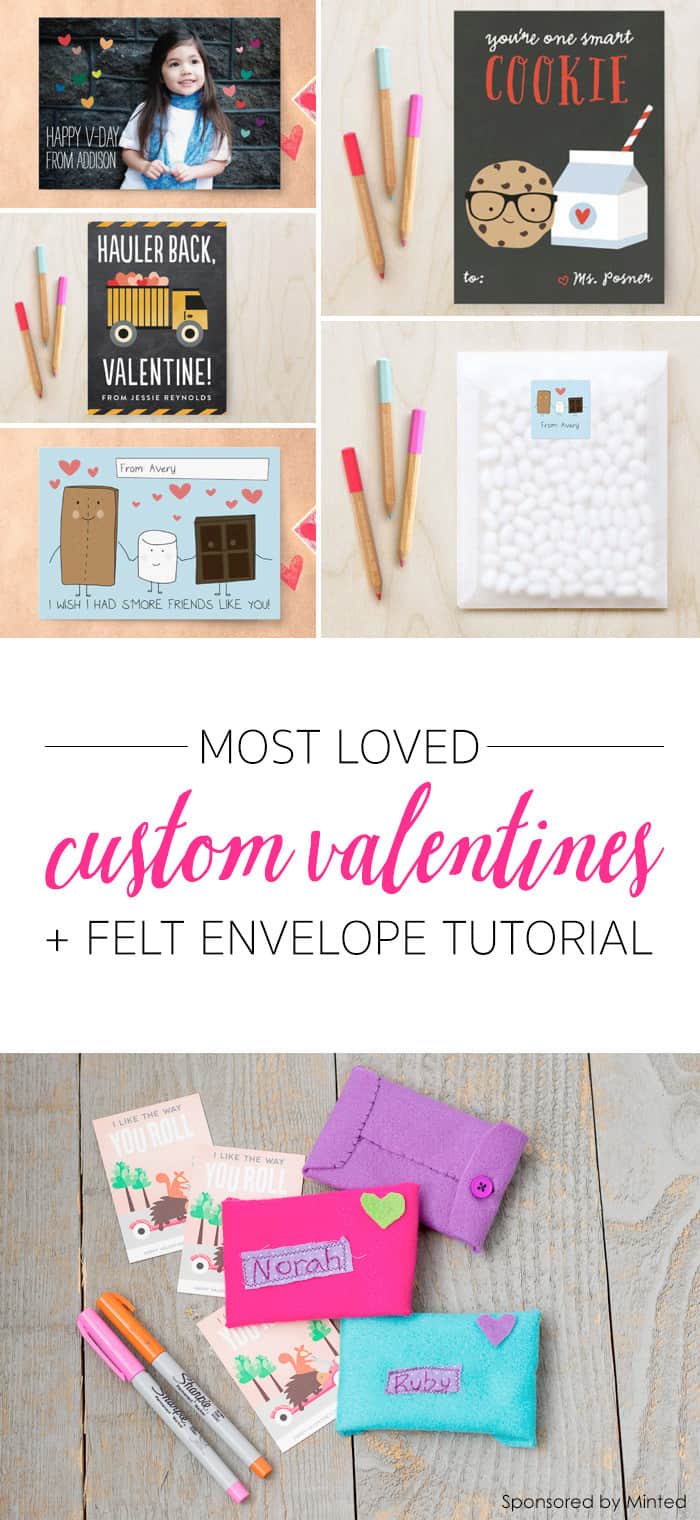Most-Loved Custom Classroom Valentine's + Handmade Felt Envelopes: Easy Valentine's Day Activity for Kids *This simple sewing project is so cute.
