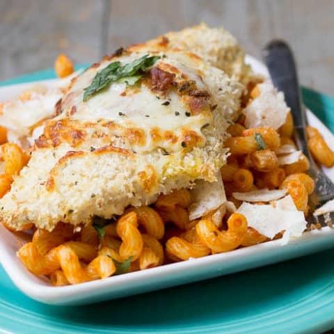 You'll want to try out this simple oven baked chicken Parmesan. A few easy tweaks make this recipe kid-friendly without futzing too much with the delicious, well-loved classic flavor. *Saving this dinner option. YUM.