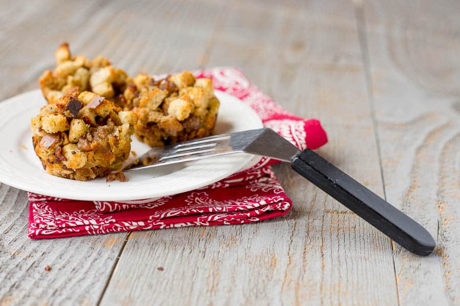 Holiday Sausage Stuffing Muffins Recipe: Perfect for everyday dinner or a special treat for the kids for Thanksgiving *Love that the batch is large enough to make an additional side of traditional stuffing too. So trying this...
