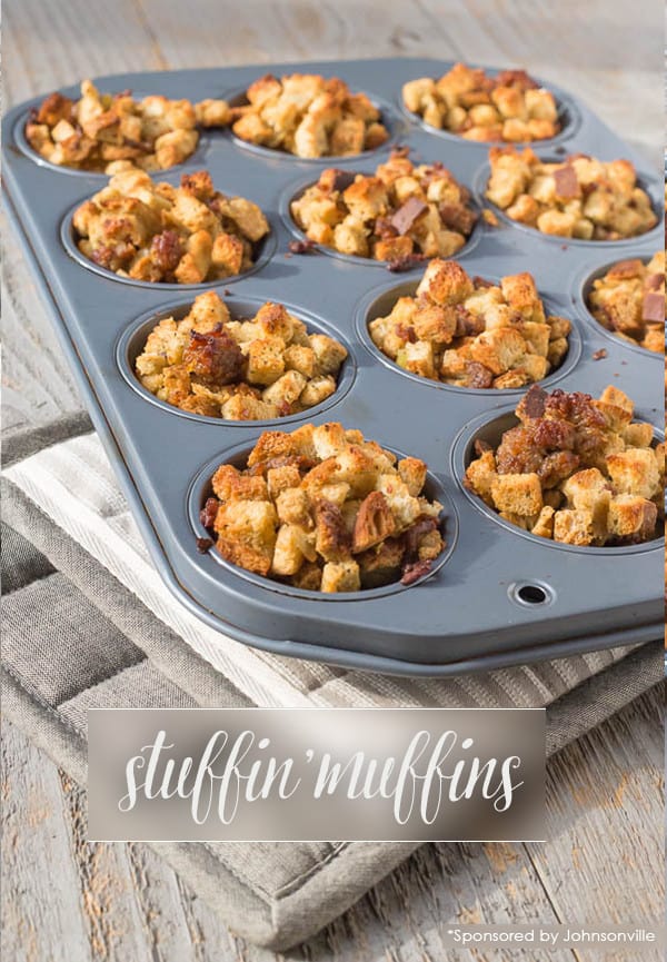 Holiday Sausage Stuffing Muffins Recipe: Perfect for everyday dinner or a special treat for the kids for Thanksgiving *Love that the batch is large enough to make an additional side of traditional stuffing too. So trying this...