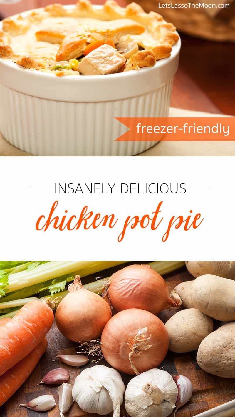 Insanely Delicious Homemade Chicken Pot Pie Recipe *Love that this uses rotisserie chicken and store-bought pie crust, but SKIPS the cream of chicken soup for a handmade roux with fresh veggies. A perfect in-between recipe... sound delicious.