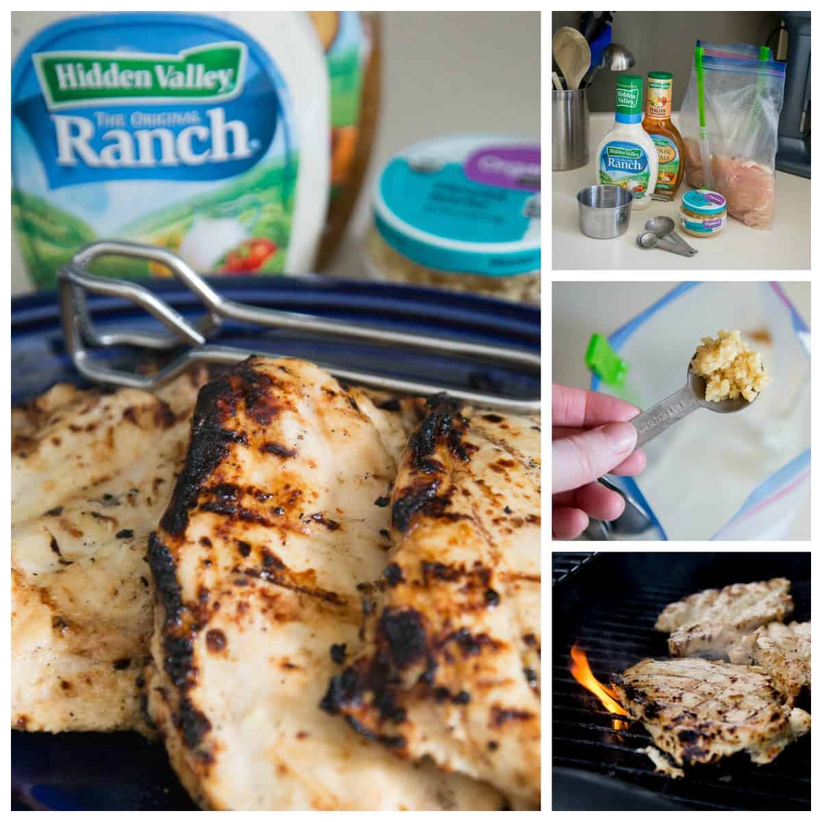 Garlic Ranch Grilled Chicken *This marinade recipe is SO SIMPLE. Love that you can use the leftovers in so many different ways. Great for meal planning.