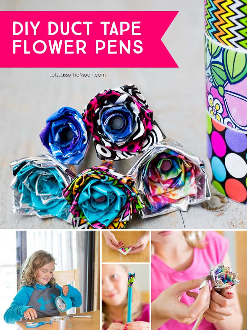 DIY Duct Tape Flower Pens — An Easy Video Tutorial for Kids by Kids *I never knew this was so simple. Saving this YouTube tutorial for the kids to do. Love that they have photo and video steps.