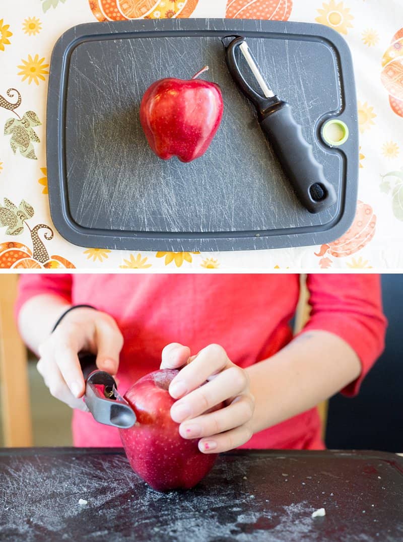 How to Carve Apples and Make Awesome Shrunken Heads - To get started you'll need apples, lemon juice and salt! *These turned out so cool. What an awesome art project. Such a cool DIY Halloween decoration for kids to work on.