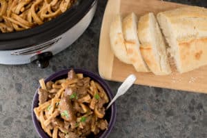 The flavorful Slow Cooker Beef Stew is a super easy weekday dinner recipe, but is also perfect for a family get together. This classic crock pot recipe is transformed with a few unexpected ingredients (Hint: it is not what you expect). Served with frozen egg noodles, it is the perfect winter meal. Comfort on a plate. *My family REALLY liked this one!