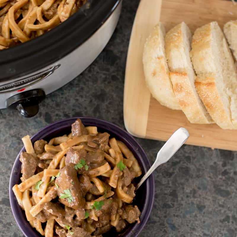 The flavorful Slow Cooker Beef Stew is a super easy weekday dinner recipe, but is also perfect for a family get together. This classic crock pot recipe is transformed with a few unexpected ingredients (Hint: it is not what you expect). Served with frozen egg noodles, it is the perfect winter meal. Comfort on a plate. *My family REALLY liked this one!