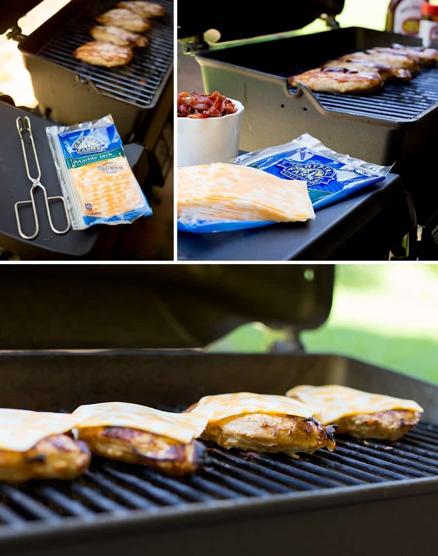 This easy-cheesy grilled Monterey Chicken recipe is THE BEST. BBQ sauce, cheese, and bacon make it a must-try summer cookout staple. *My kids and husband love this!
