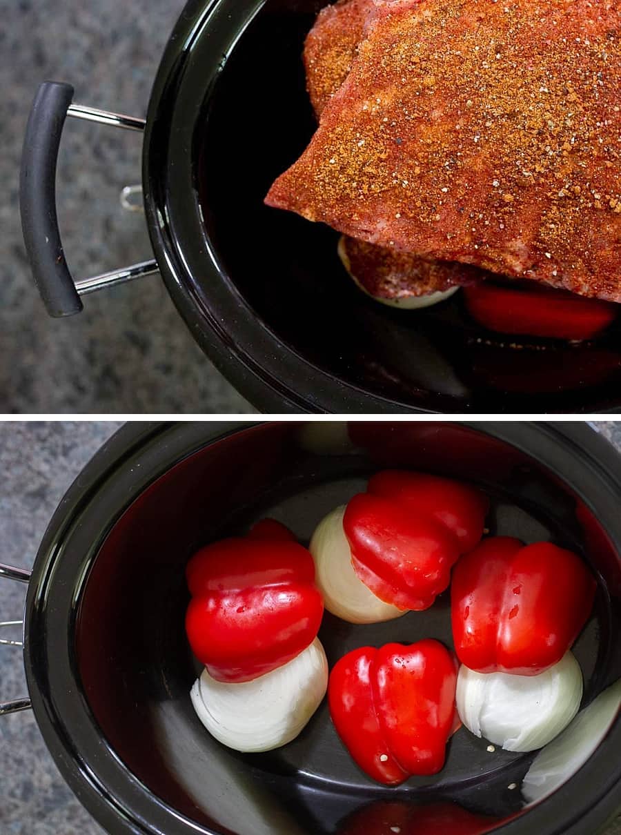 You'll need to set up your crockpot a special way for this Slow Cooker Pork Ribs recipes! Before we add the meat to the crockpot, we're going to create a bed of flavor for your BBQ pork ribs. #rib #spareribs #slowcooker #crockpot #recipe #grilling #yummy *This recipe sounds DELICIOUS.