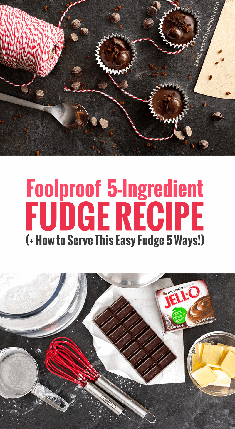 5-Ingredient Fudge Recipe in 15 Minutes (+ How to Serve This Easy Fudge 5 Ways!) - Deliciously rich homemade fudge WITHOUT condensed milk. #fudge #fudgerecipe #recipe #dessert #christmas #easypeasyrecipe #easyfudge *My family LOVES this microwave fudge recipe. It is a holiday tradition.