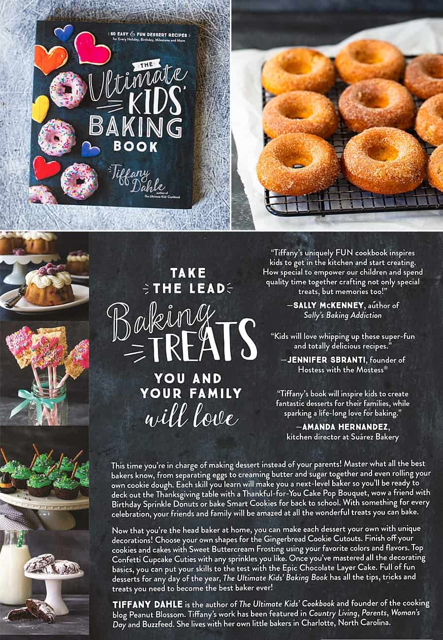 Baking together offers an opportunity to not only cook, but connect. I love, love, love that The Ultimate Kids' Baking Book provides recipes for all the major holidays, but also includes recipes like this that you can choose to use to celebrate everyday life. It empowers kids to be grateful for and celebrate the people they love through baking. #recipe #donuts *Love these ideas and how easy these baked donuts look!