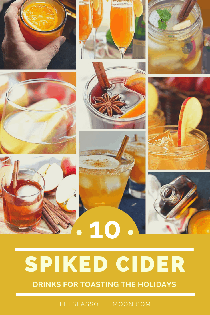 Collection of spiked apple cider drinks for toasting Thanksgiving.