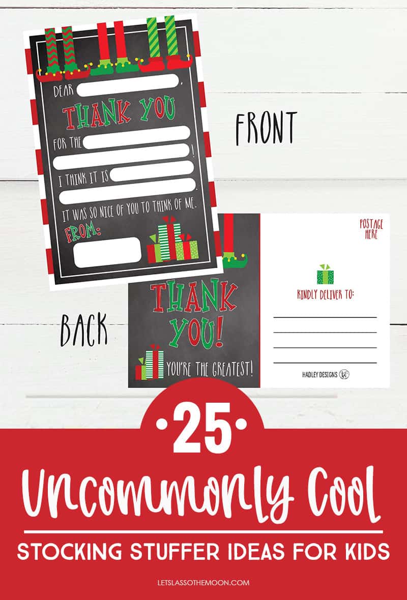25 uncommonly cool stocking stuffers for kids pin showcasing holiday thank you cards for kids