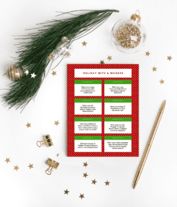 Polkadot printable of Wits and Wagers holiday questions