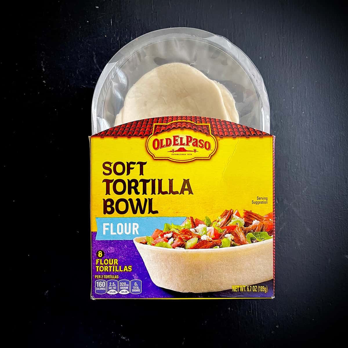 A package of Old El Paso brand Soft Tortilla Bowls.